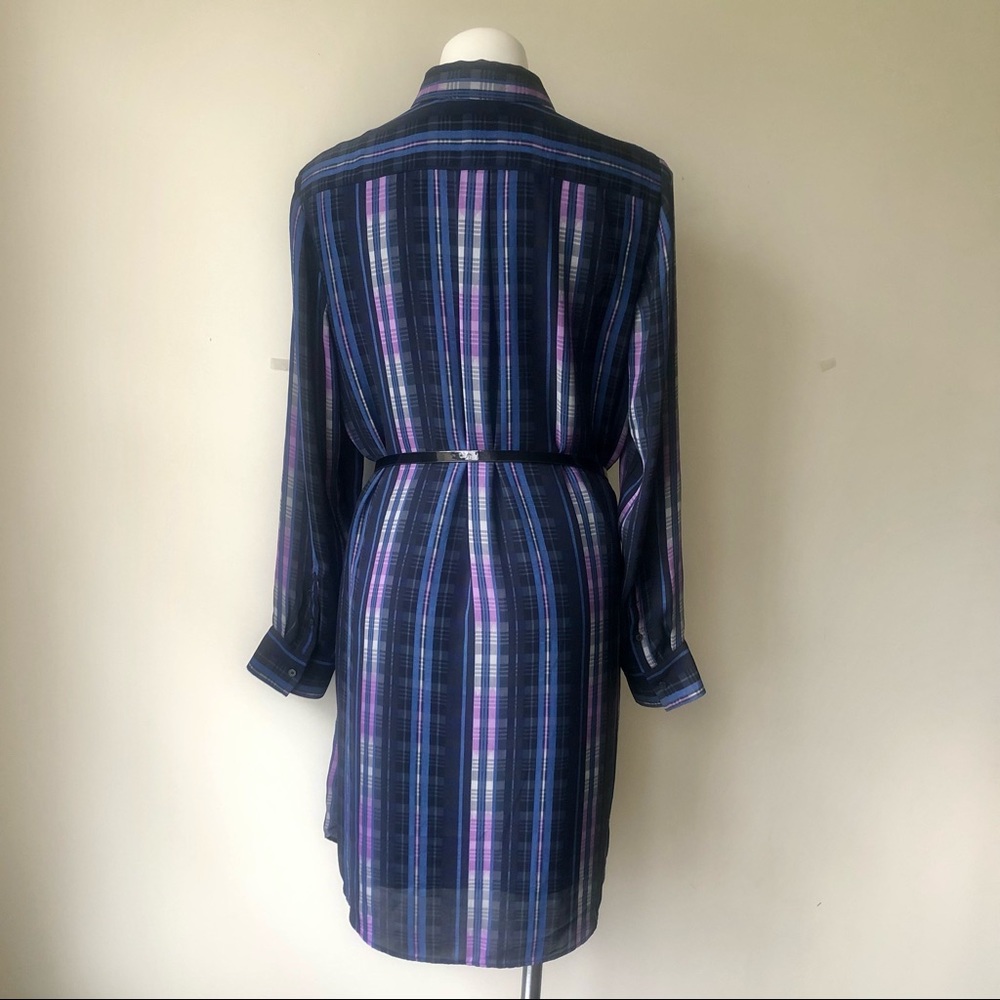 Banana Republic Ruffle Plaid Belted Shirt Dress, L - Picture 9 of 10